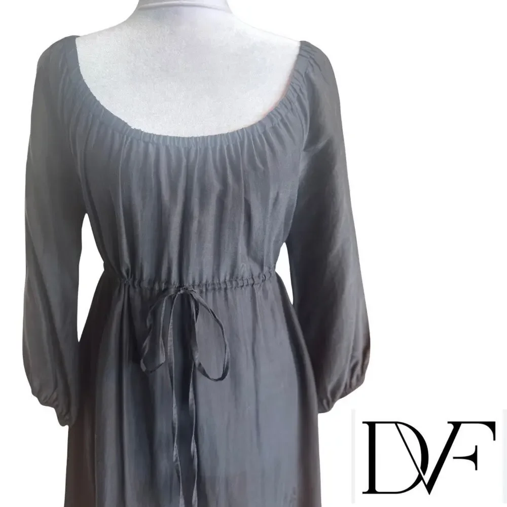 Diane Von Furstenberg Sheer Black Lace Beach cover cotton silk Medium 6 DVF